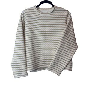 NEW J. Crew Quilted Striped Reversible‎ Pullover Sweatshirt Top Women's Size S